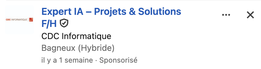 Offre Expert IA CDC Informatique Bagneux