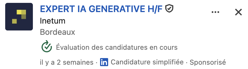 Offre Expert IA Générative Inetum Bordeaux
