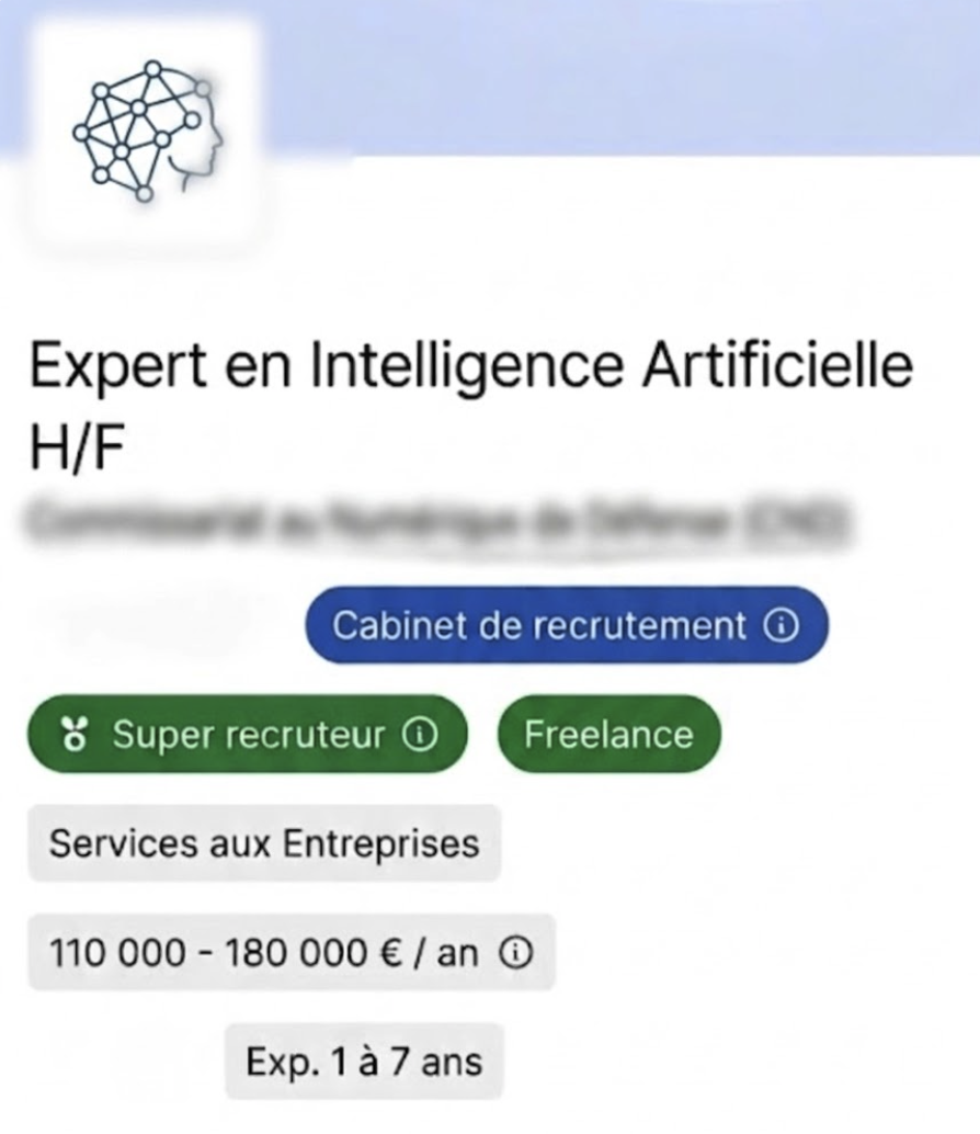 Offre emploi Expert IA H/F senior - 110K à 180K euros annuels