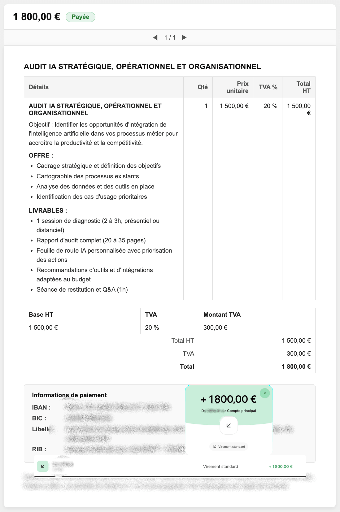 Facture client Expert IA - Membre écosystème DENEM 2026 - Preuve de revenus réels 1