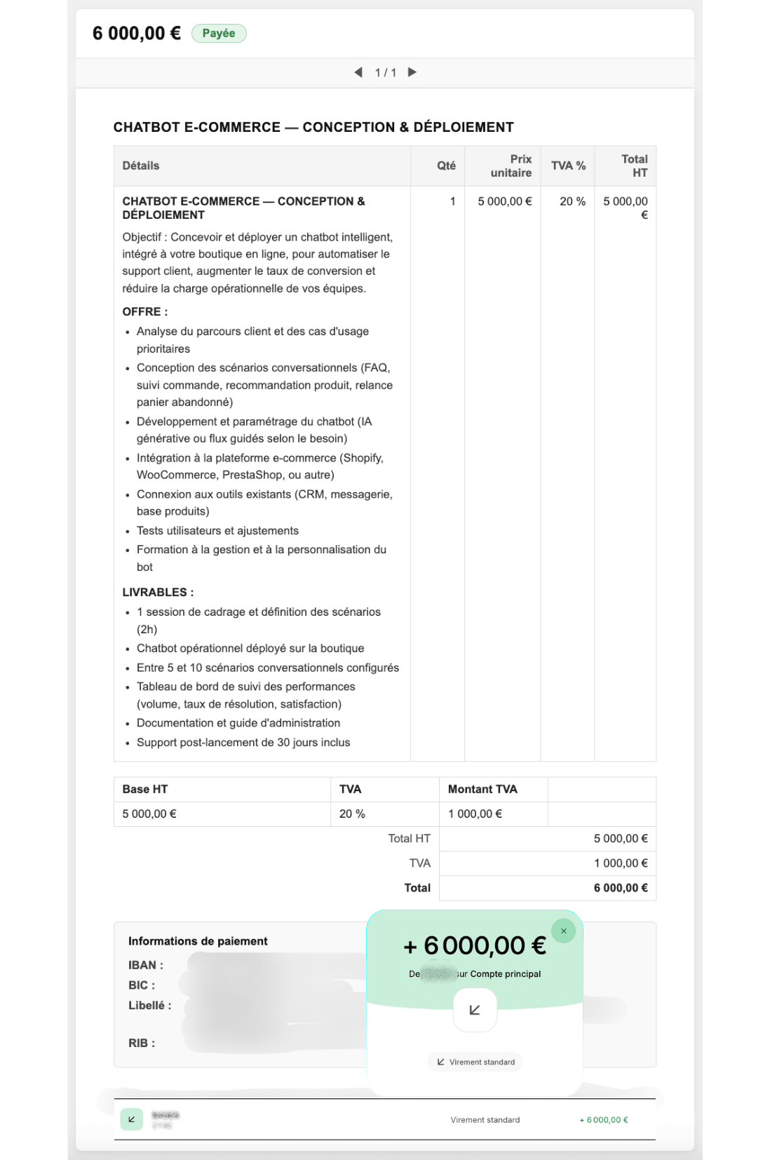 Facture client Expert IA - Membre écosystème DENEM 2026 - Preuve de revenus réels 2