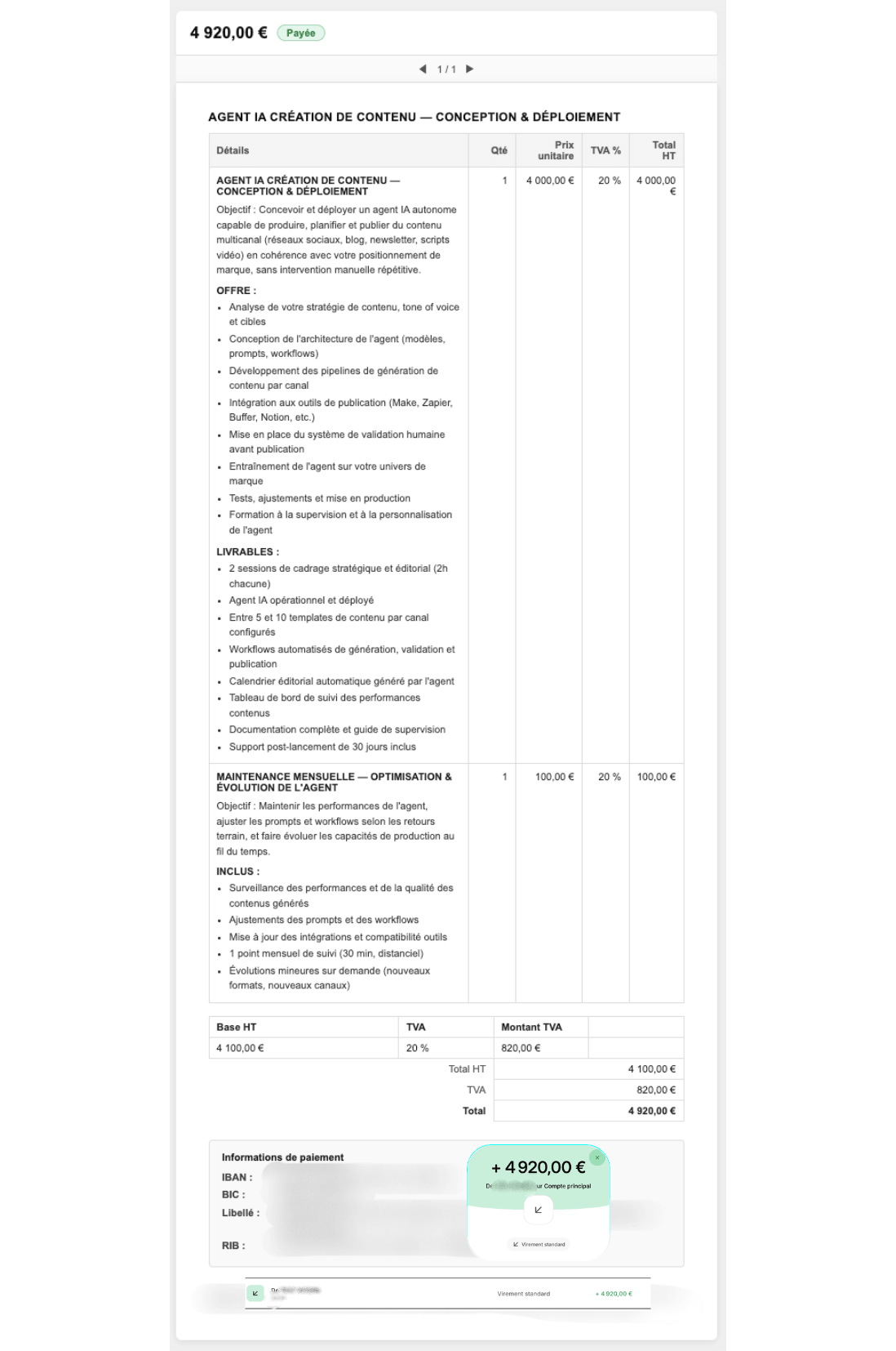 Facture client Expert IA - Membre écosystème DENEM 2026 - Preuve de revenus réels 3