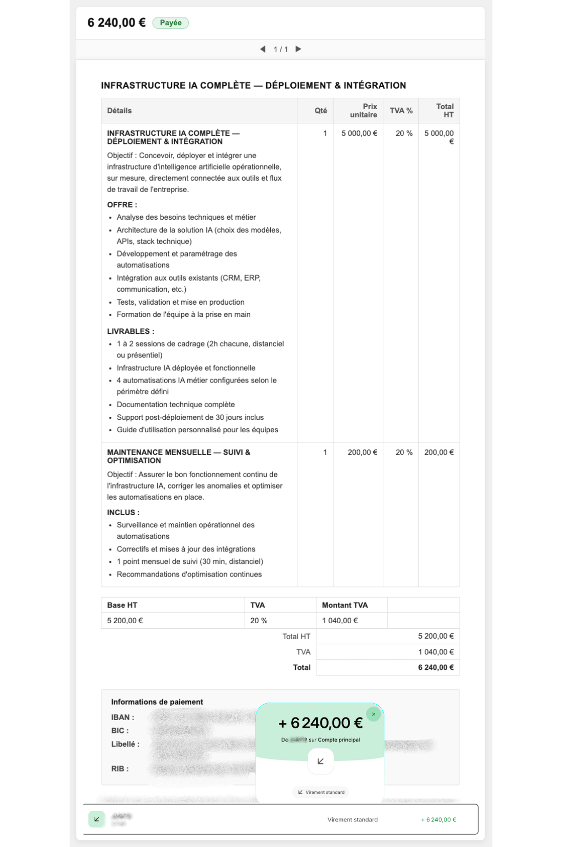 Facture client Expert IA - Membre écosystème DENEM 2026 - Preuve de revenus réels 5